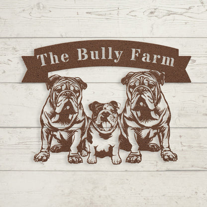 The Bulldog Farm Metal Wall Art - BullyBellyMetal Sign