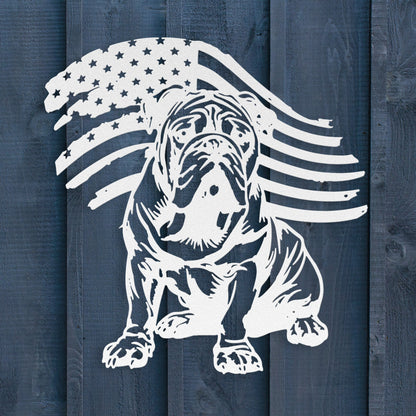 The Patriot English Bulldog Metal Sign – American Flag Bulldog Wall Art - BullyBellyMetal Sign