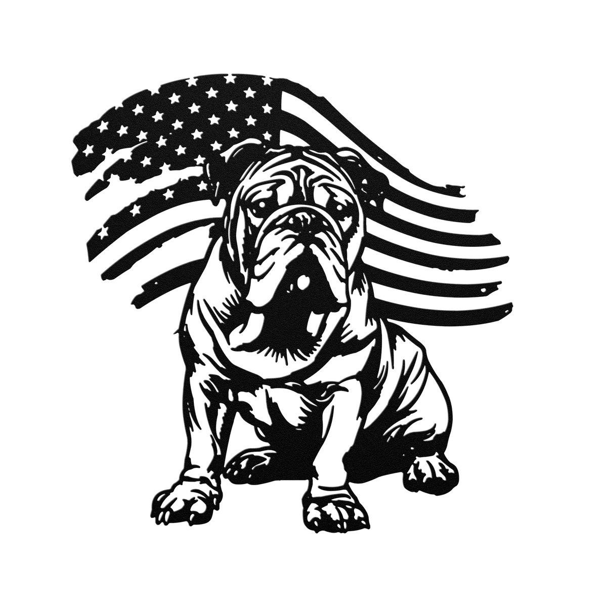 The Patriot English Bulldog Metal Sign – American Flag Bulldog Wall Art - BullyBellyMetal Sign