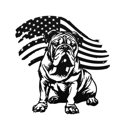 The Patriot English Bulldog Metal Sign – American Flag Bulldog Wall Art - BullyBellyMetal Sign