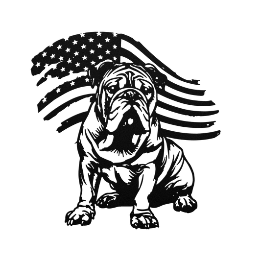 The Patriot English Bulldog Metal Sign – American Flag Bulldog Wall Art - BullyBellyMetal Sign