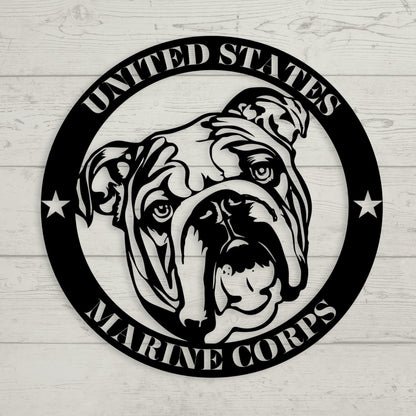 🇺🇸🐾 United States Marine Corps Bulldog Metal Sign – Military Tribute Wall Art - BullyBellyMetal Sign