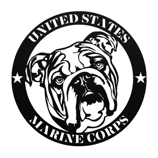 🇺🇸🐾 United States Marine Corps Bulldog Metal Sign – Military Tribute Wall Art - BullyBellyMetal Sign