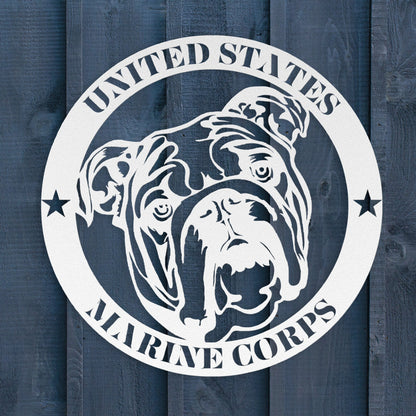 🇺🇸🐾 United States Marine Corps Bulldog Metal Sign – Military Tribute Wall Art - BullyBellyMetal Sign
