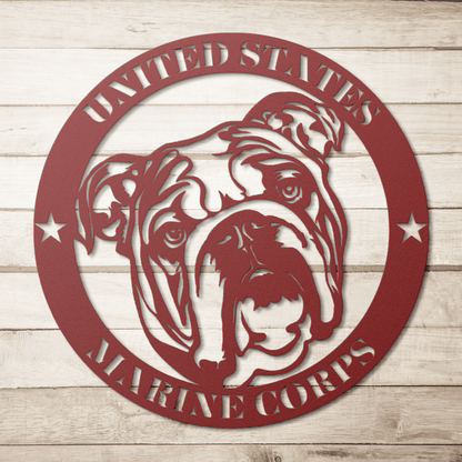🇺🇸🐾 United States Marine Corps Bulldog Metal Sign – Military Tribute Wall Art - BullyBellyMetal Sign