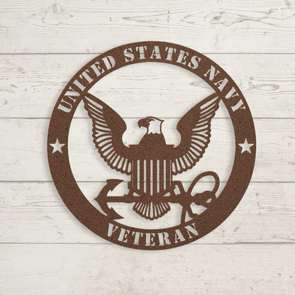 U.S. Navy Veteran Metal Sign – Eagle & Anchor Military Wall Art | Navy Veteran Gift - BullyBellyMetal Sign