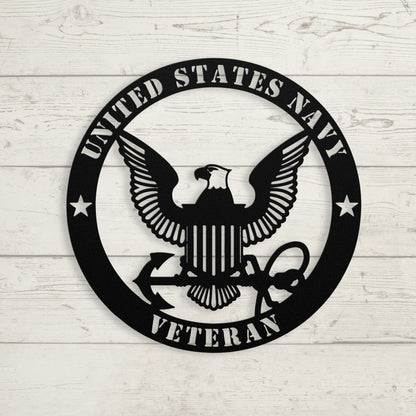 U.S. Navy Veteran Metal Sign – Eagle & Anchor Military Wall Art | Navy Veteran Gift - BullyBellyMetal Sign