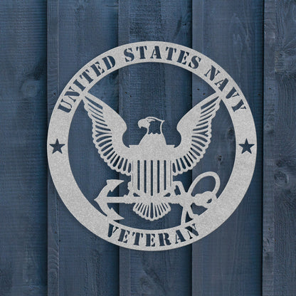 U.S. Navy Veteran Metal Sign – Eagle & Anchor Military Wall Art | Navy Veteran Gift - BullyBellyMetal Sign