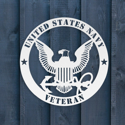 U.S. Navy Veteran Metal Sign – Eagle & Anchor Military Wall Art | Navy Veteran Gift - BullyBellyMetal Sign