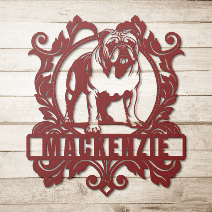 Bulldog Family Crest Metal Wall Art - BullyBellyWall Art