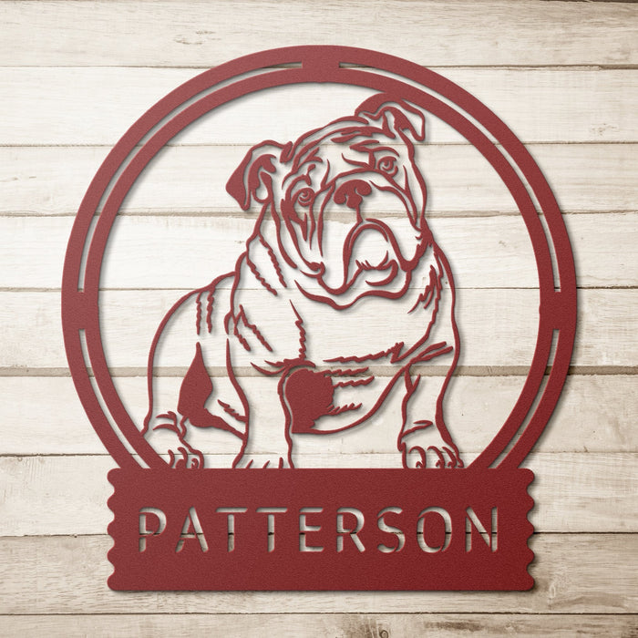 Bulldog Full Body Metal Wall Sign - BullyBellyWall Art