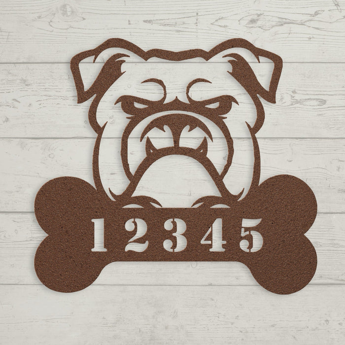 Bulldog House Number Metal Sign - BullyBellyWall Art