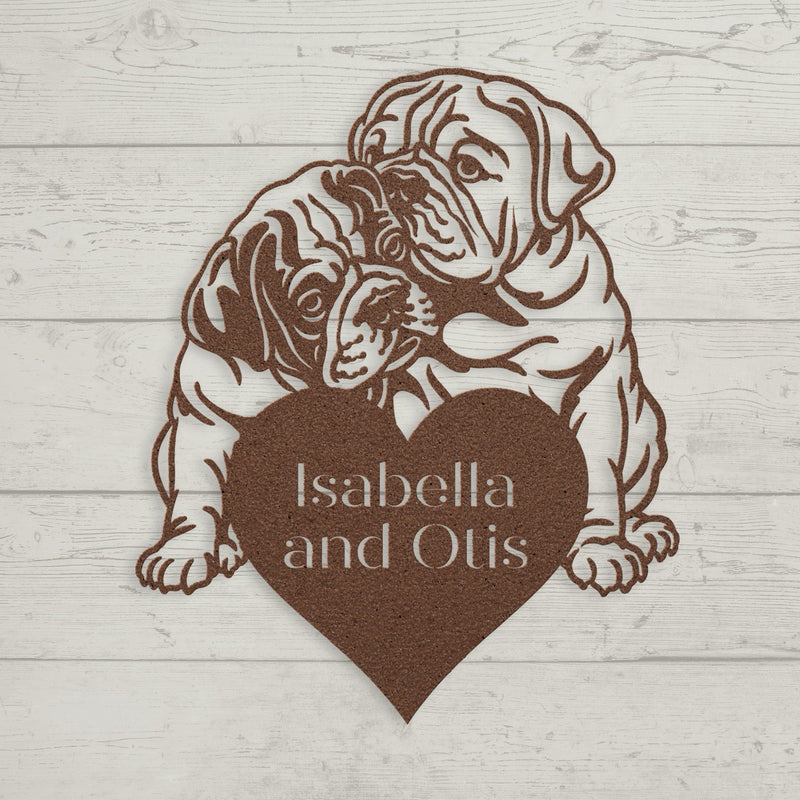 Bulldog Love Story Metal Art - BullyBelly