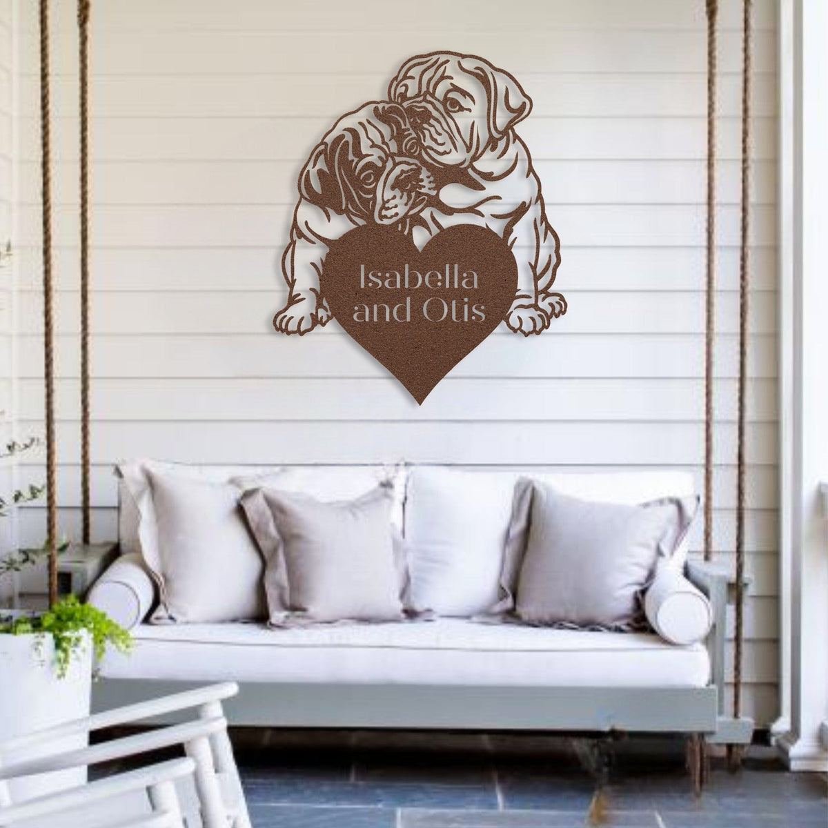 Bulldog Love Story Metal Art - BullyBellyWall Art