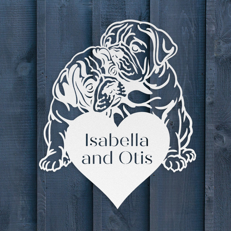 Bulldog Love Story Metal Art - BullyBellyWall Art