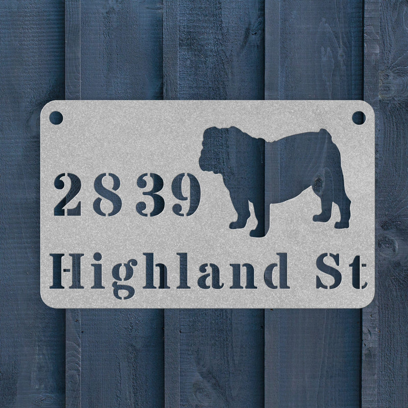 English Bulldog Boulevard Metal Wall Sign - BullyBellyWall Art