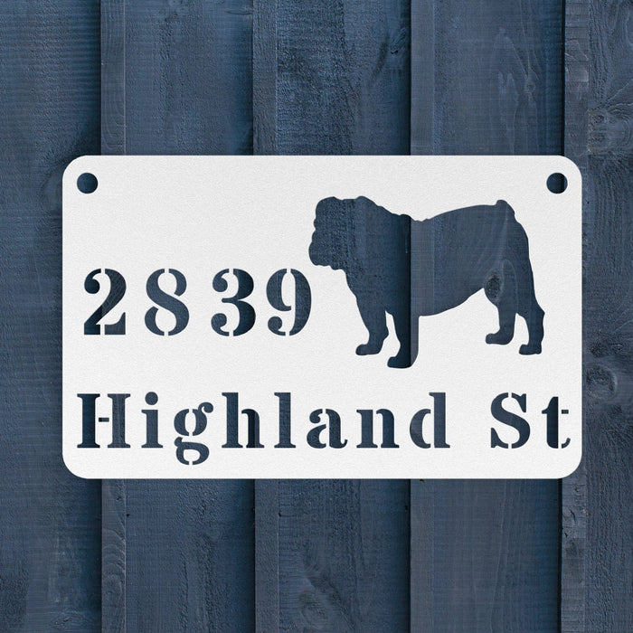 English Bulldog Boulevard Metal Wall Sign - BullyBellyWall Art