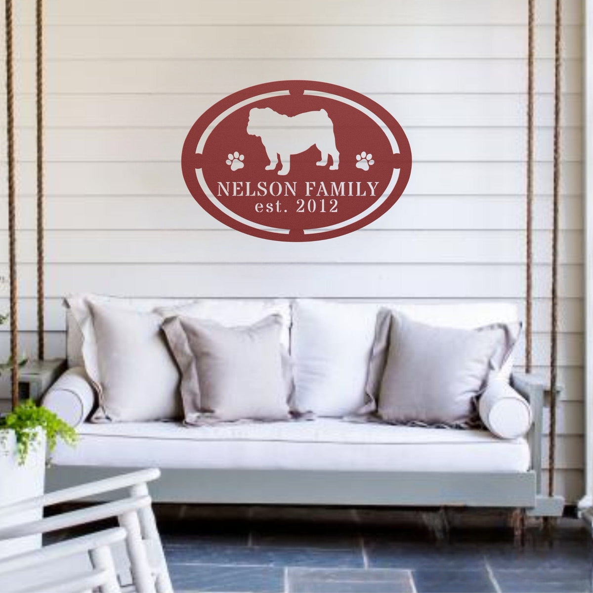 English Bulldog Family Established Metal Sign - BullyBelly