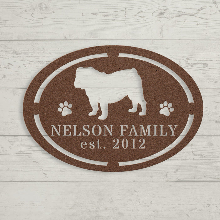 English Bulldog Family Established Metal Sign - BullyBelly