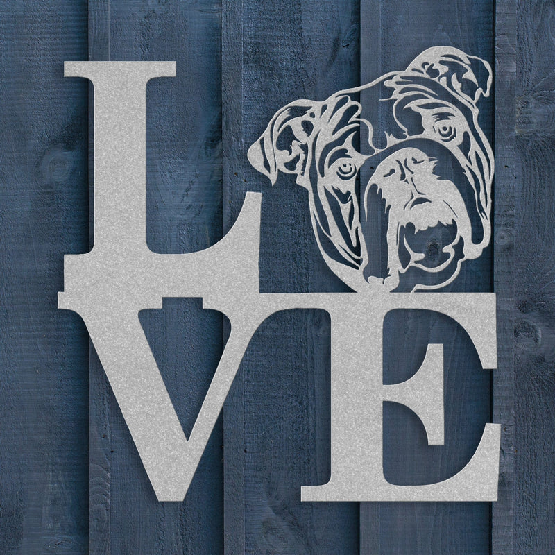 English Bulldog Love Metal Sign - BullyBellyWall Art