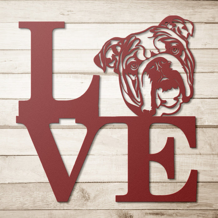 English Bulldog Love Metal Sign - BullyBellyWall Art