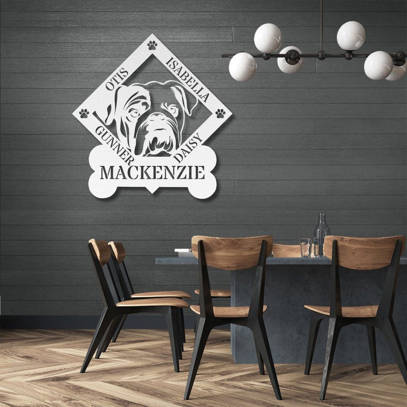 Family of Bulldogs Metal Wall Sign - BullyBellyWall Art