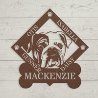 Family of Bulldogs Metal Wall Sign - BullyBellyWall Art