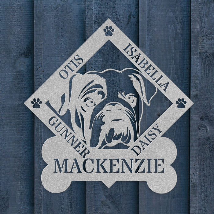 Family of Bulldogs Metal Wall Sign - BullyBellyWall Art