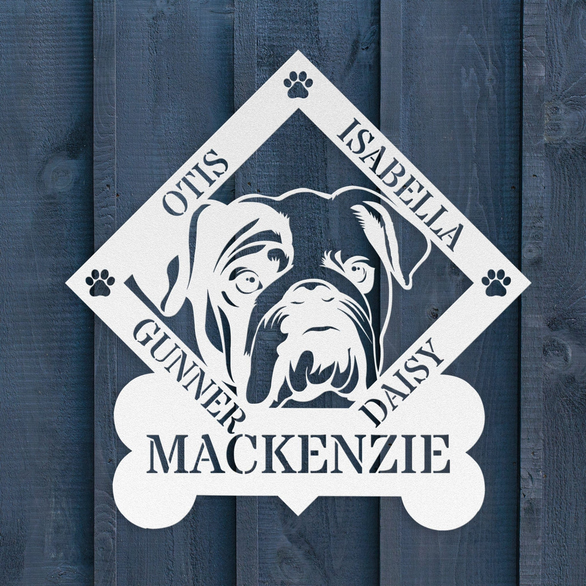 Family of Bulldogs Metal Wall Sign - BullyBellyWall Art