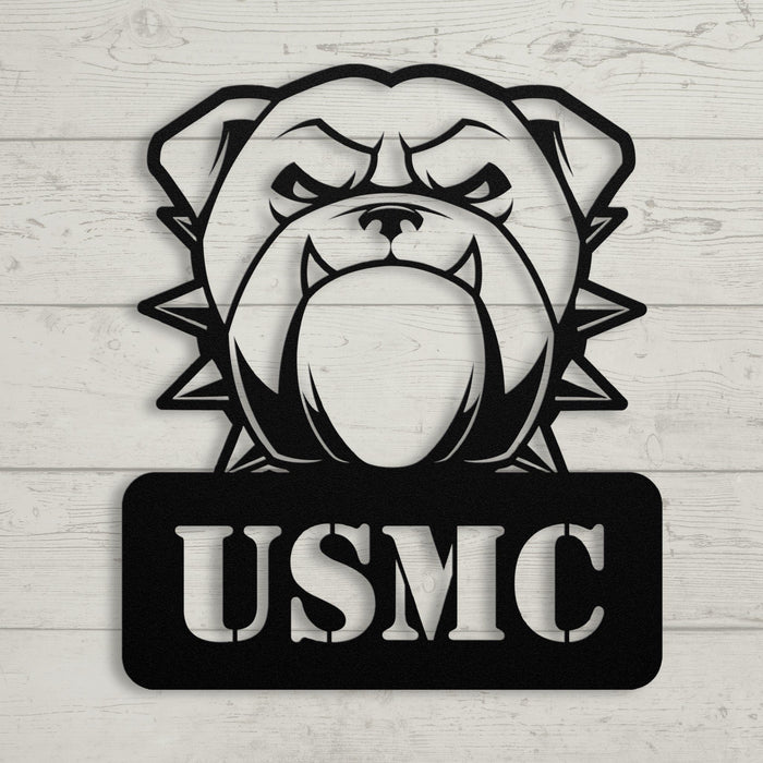 Fierce USMC Bulldog Metal Wall Sign - BullyBellyWall Art