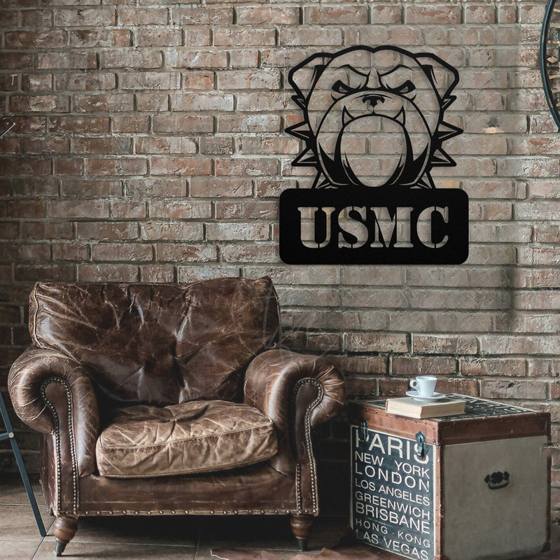 Fierce USMC Bulldog Metal Wall Sign - BullyBellyWall Art