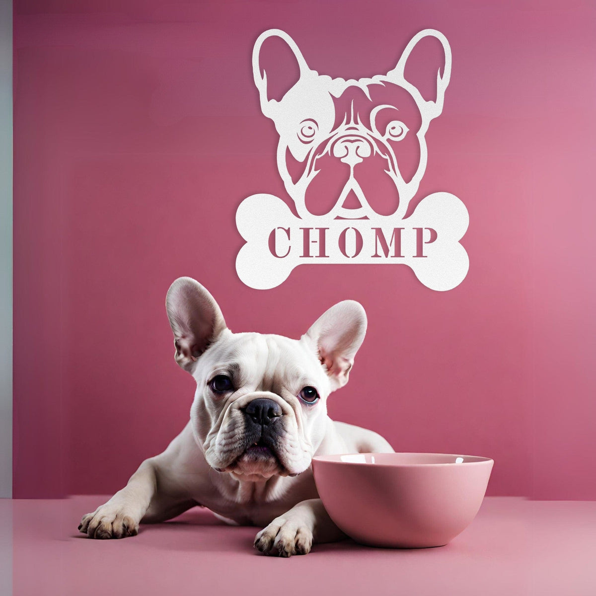 French Bulldog Bistro - Food Bowl Metal Sign - BullyBellyWall Art