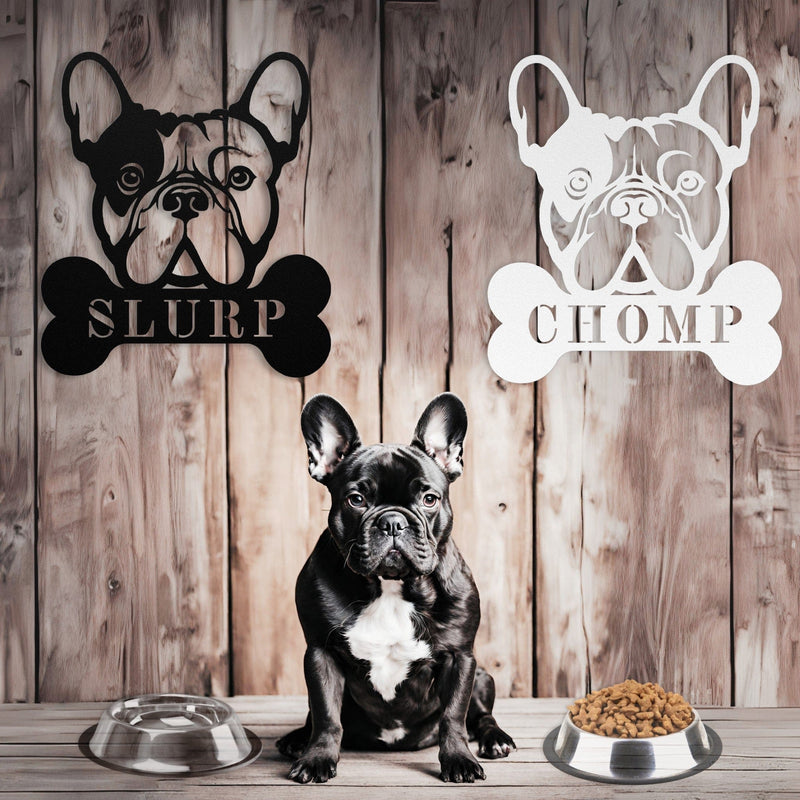 French Bulldog Bistro - Food Bowl Metal Sign - BullyBellyWall Art