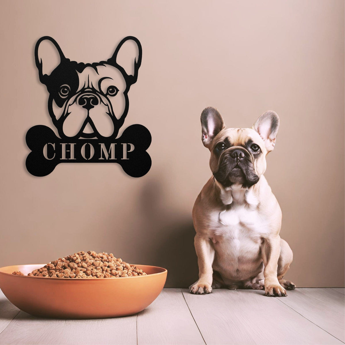 French Bulldog Bistro - Food Bowl Metal Sign - BullyBellyWall Art