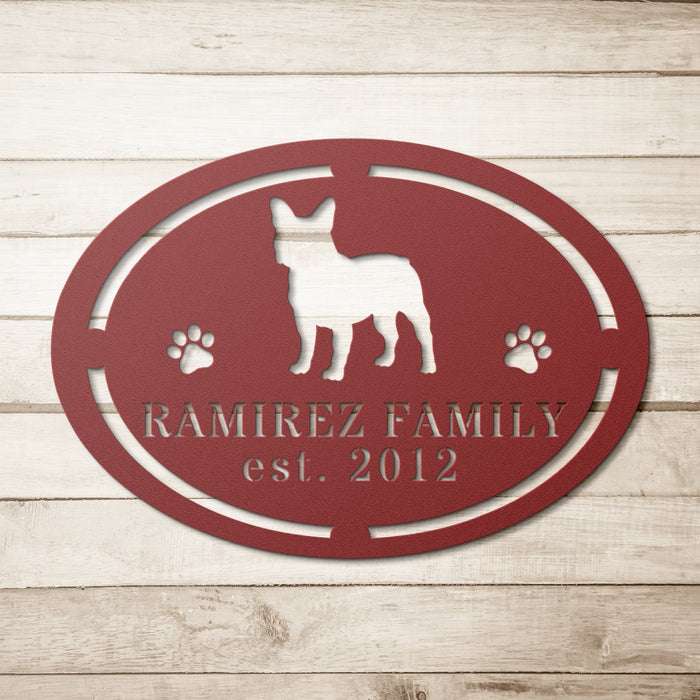 French Bulldog Family Established Metal Sign - BullyBellyWall Art