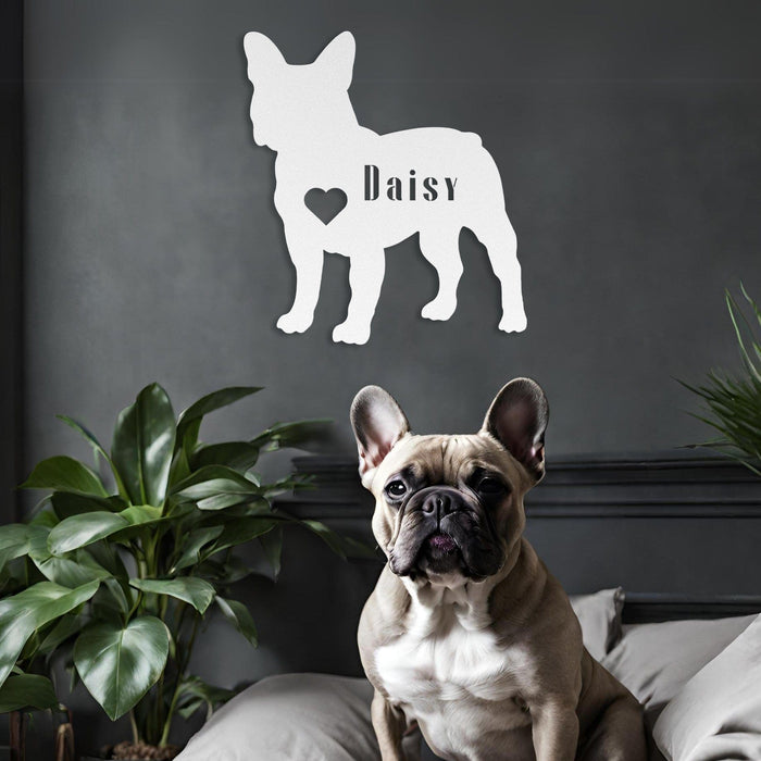 French Bulldog Heart and Name Metal Sign - BullyBelly
