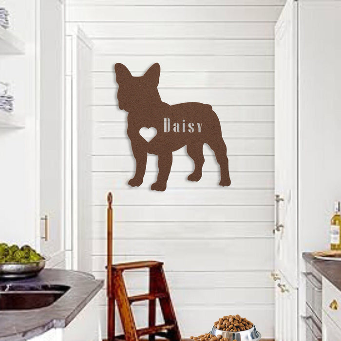 French Bulldog Heart and Name Metal Sign - BullyBelly