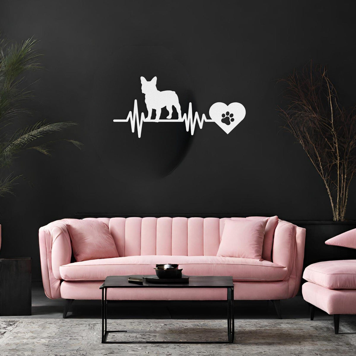 French Bulldog Heartbeat Metal Sign - BullyBellyWall Art