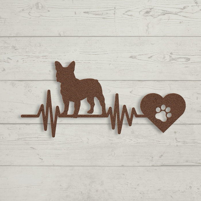 French Bulldog Heartbeat Metal Sign - BullyBellyWall Art