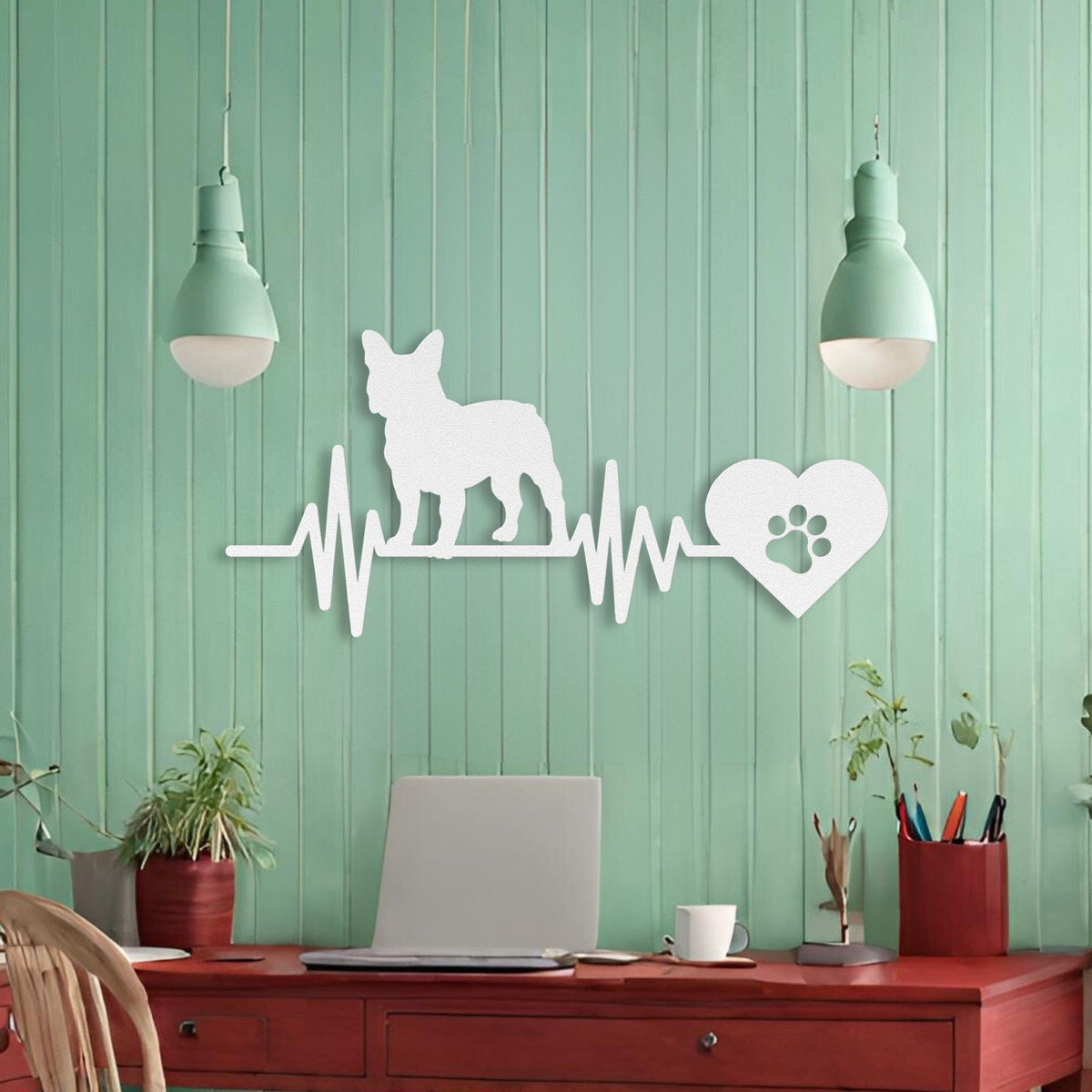 French Bulldog Heartbeat Metal Sign - BullyBellyWall Art