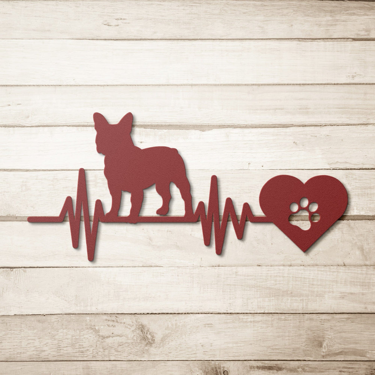 French Bulldog Heartbeat Metal Sign - BullyBellyWall Art