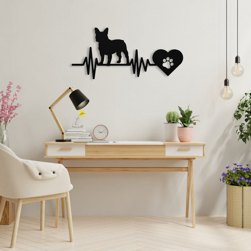 French Bulldog Heartbeat Metal Sign - BullyBellyWall Art