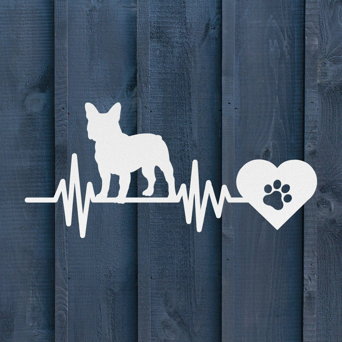 French Bulldog Heartbeat Metal Sign - BullyBellyWall Art