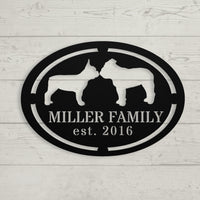 French - English Bulldog Family Established Metal Sign - BullyBellyWall Art