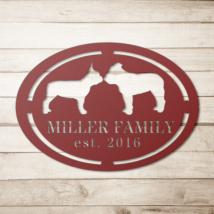 French-English Bulldog Family Established Metal Sign - BullyBelly