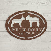 French - English Bulldog Family Established Metal Sign - BullyBellyWall Art