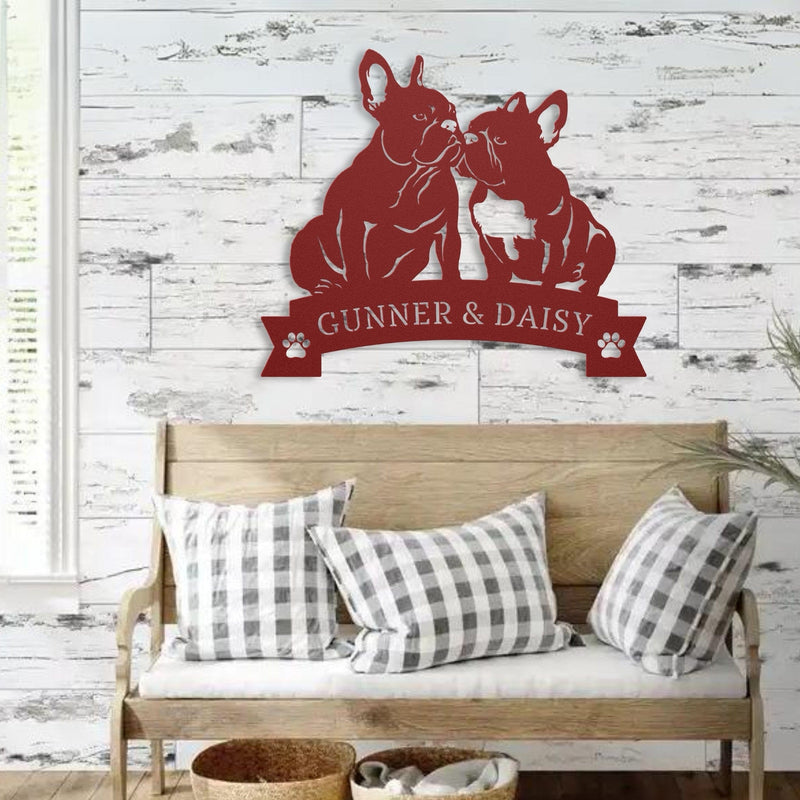 Frenchie Eternal Love Metal Wall Art - BullyBellyWall Art