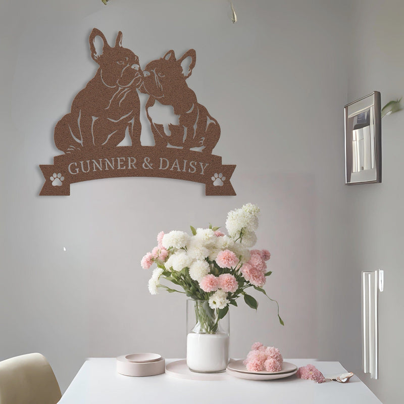 Frenchie Eternal Love Metal Wall Art - BullyBellyWall Art