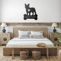 Frenchie Heart Metal Sign - BullyBellyWall Art