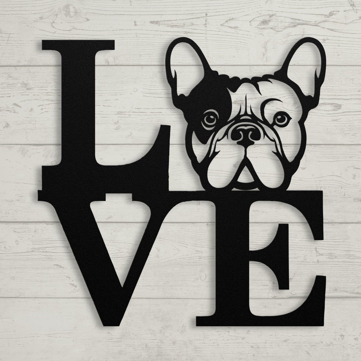 Frenchie Love Metal Sign - BullyBellyWall Art